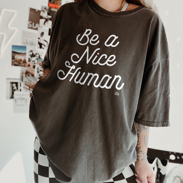 Be A Nice Human Retro Graphic Tee