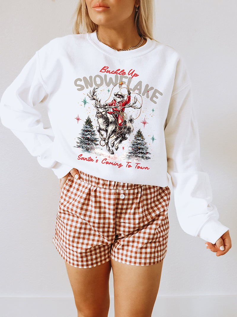 Buckle Up Snowflake – Western Christmas Sweatshirt