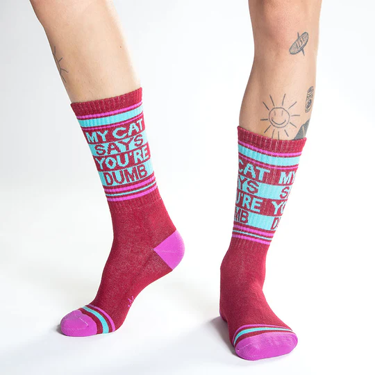 My Cat Says You're Dumb Socks – Funny Unisex Gym Socks for Cat Owners
