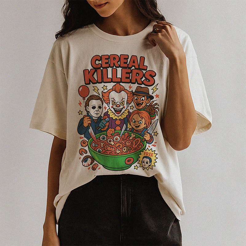 Cereal Killers Tee – Funny Lightweight Horror Movie Graphic T-Shirt