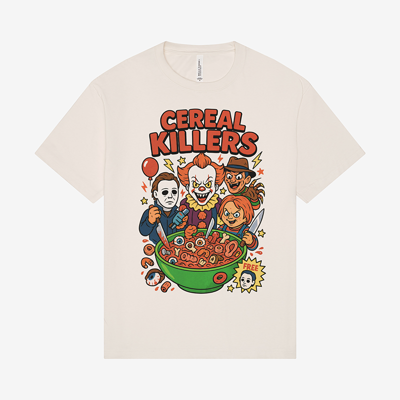 Cereal Killers Tee – Funny Lightweight Horror Movie Graphic T-Shirt