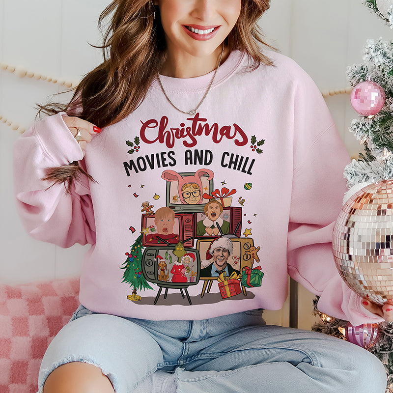 Christmas Movies And Chill Crewneck Sweatshirt