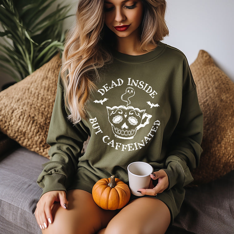 Dead Inside But Caffeinated Crewneck Sweatshirt (Wholesale)