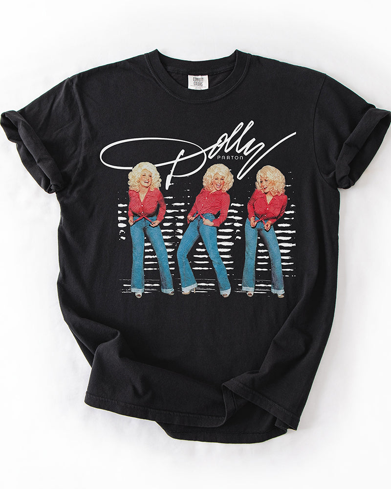 Dolly Parton Retro Triple Portrait Heavyweight Tee