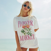 photo of white tee — unisex fit floral t-shirt with trendy flower print