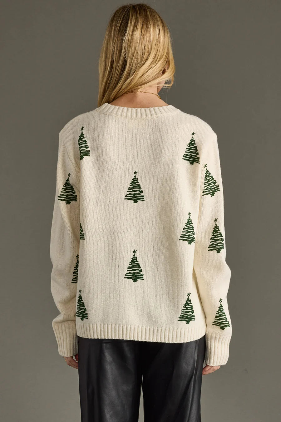 Ivory Tree Sweater – Christmas Tree Knit Pullover | Holiday Outfit