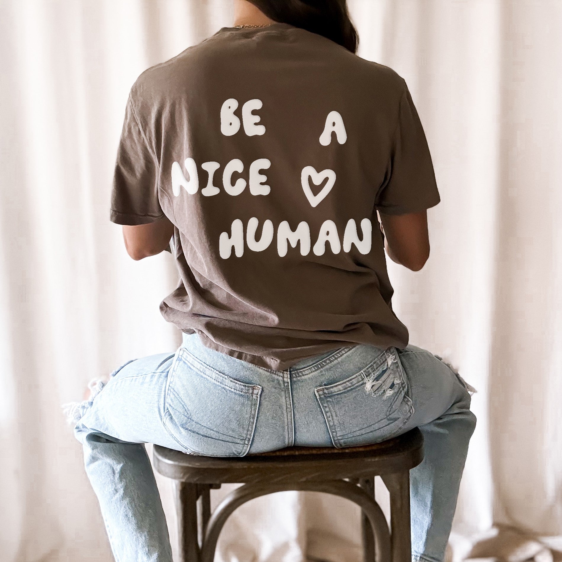 Be A Nice Human Puff Print Tee