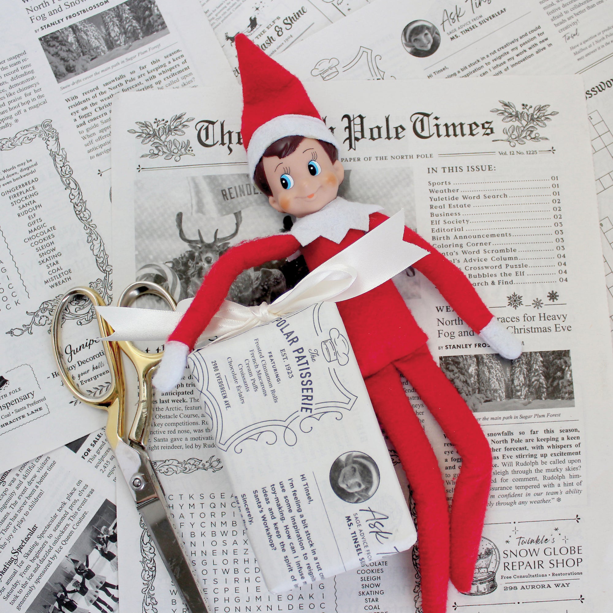 North Pole Times Holiday Gift Wrap – Novelty Newspaper Wrapping Paper | Christmas Elf Activity