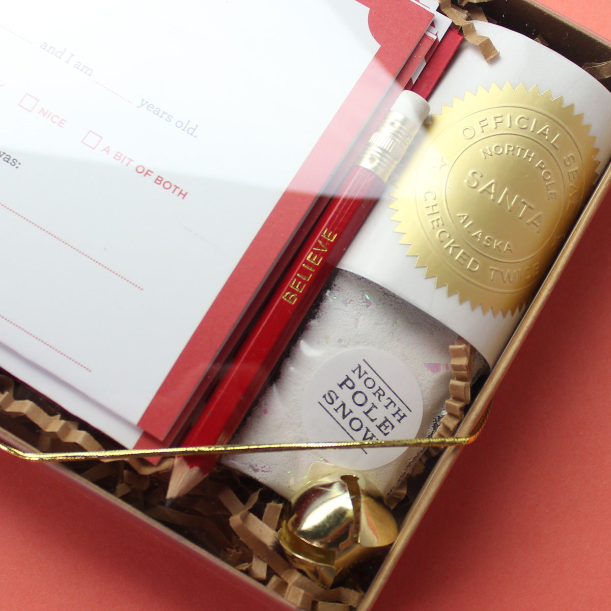 Santa Letter Kit – Letters to Santa with Envelopes, Seals, Magic Snow, Jingle Bell & Pencil