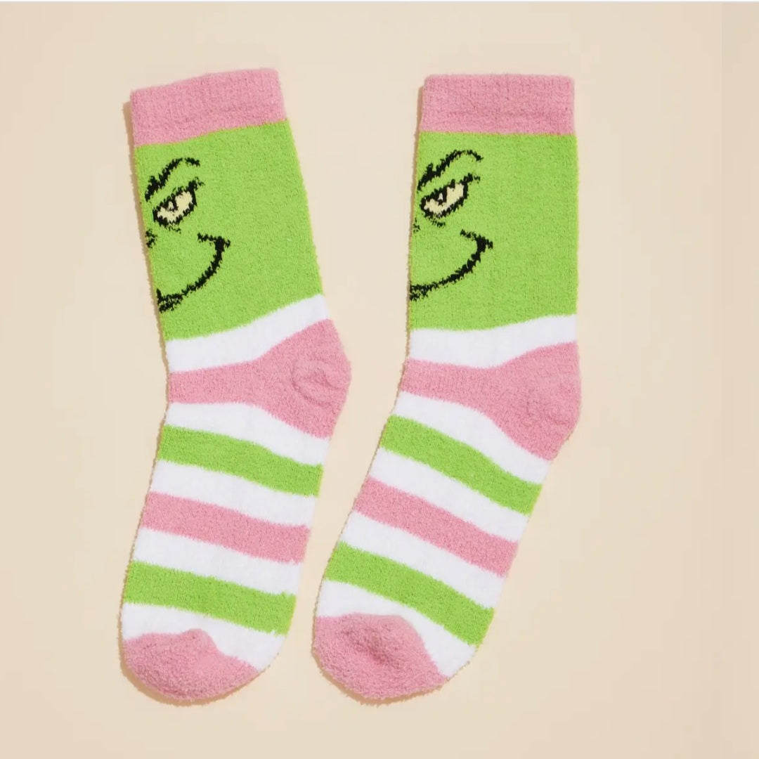 Grinchy Fuzzy Christmas Socks Gift Set