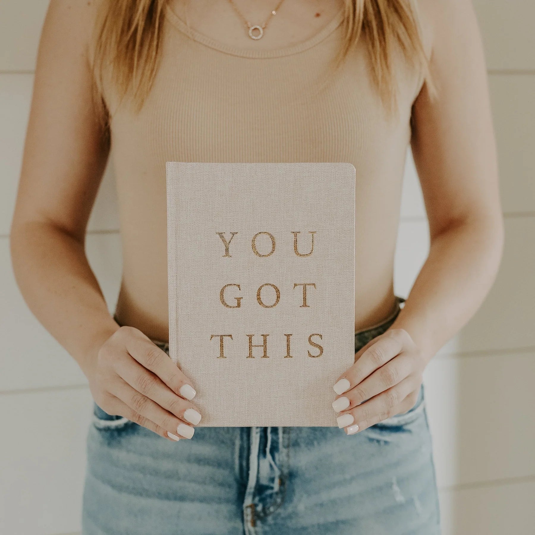 You Got This Journal – Tan & Gold Fabric Notebook | Holiday Gift for Writers & Dreamers
