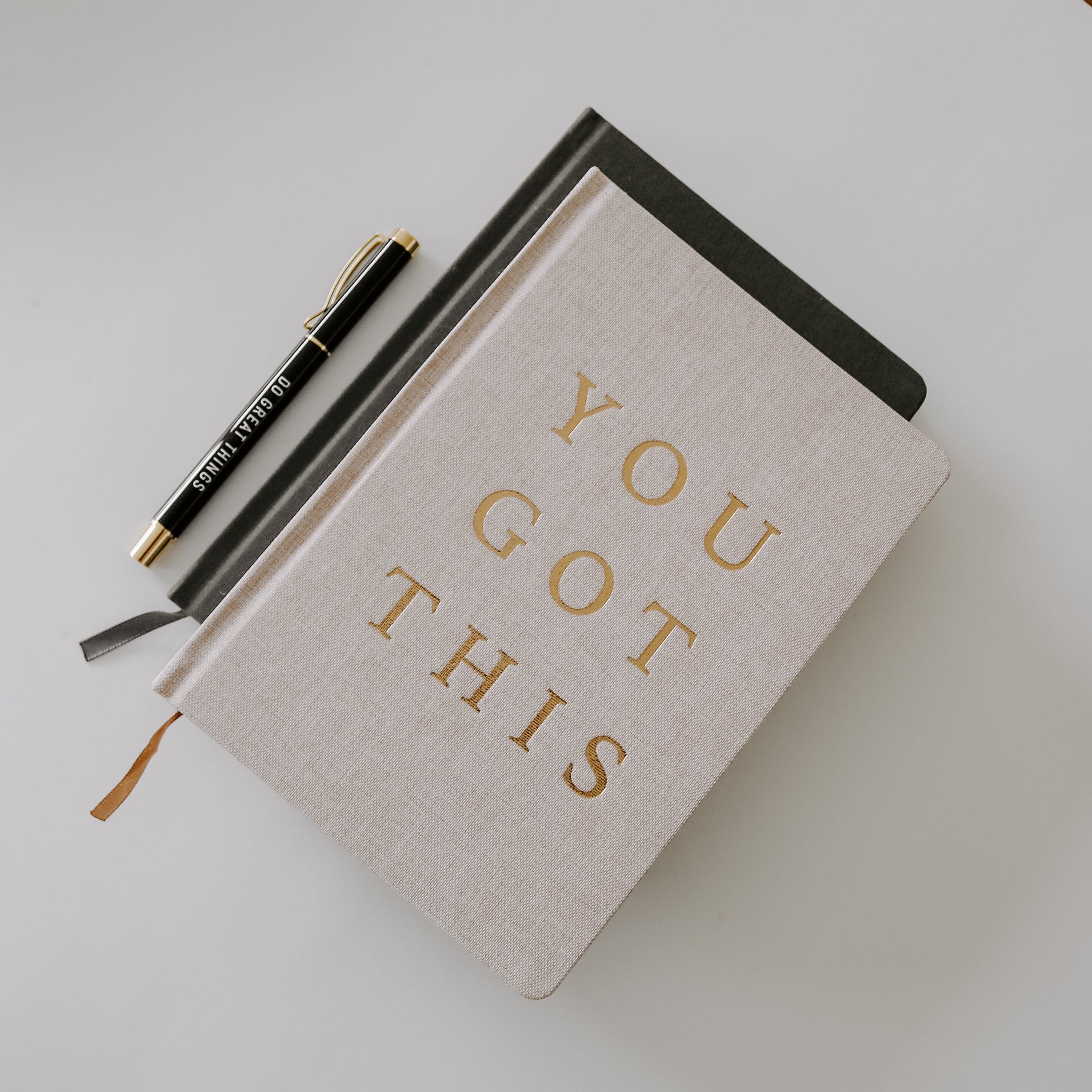 You Got This Journal – Tan & Gold Fabric Notebook | Holiday Gift for Writers & Dreamers