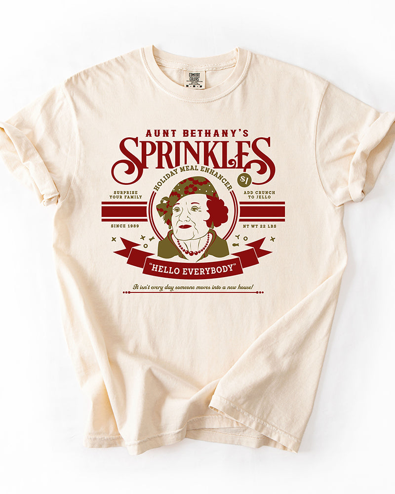 Ivory Aunt Bethany Sprinkles Christmas Vacation heavyweight tee with vintage holiday graphic