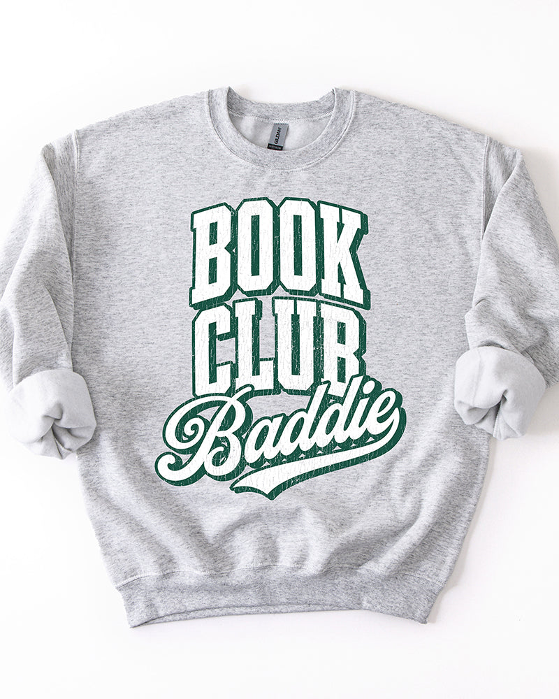 Ash Book Club Baddie crewneck sweatshirt with green graphic