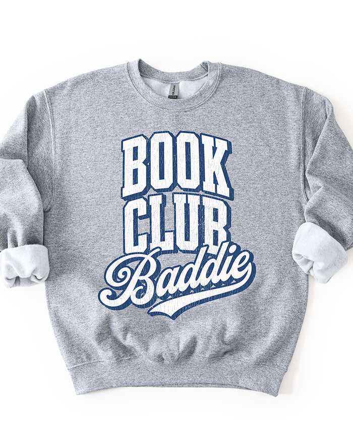 Sport grey Book Club Baddie book lover sweatshirt with navy graphic