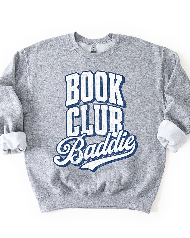 Sport grey Book Club Baddie book lover sweatshirt with navy graphic
