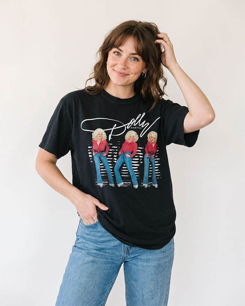 Dolly Parton Retro Triple Portrait Heavyweight Tee
