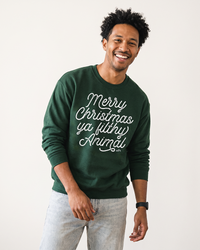 Men's forest green Merry Christmas Ya Filthy Animal sweatshirt inspired by Home Alone