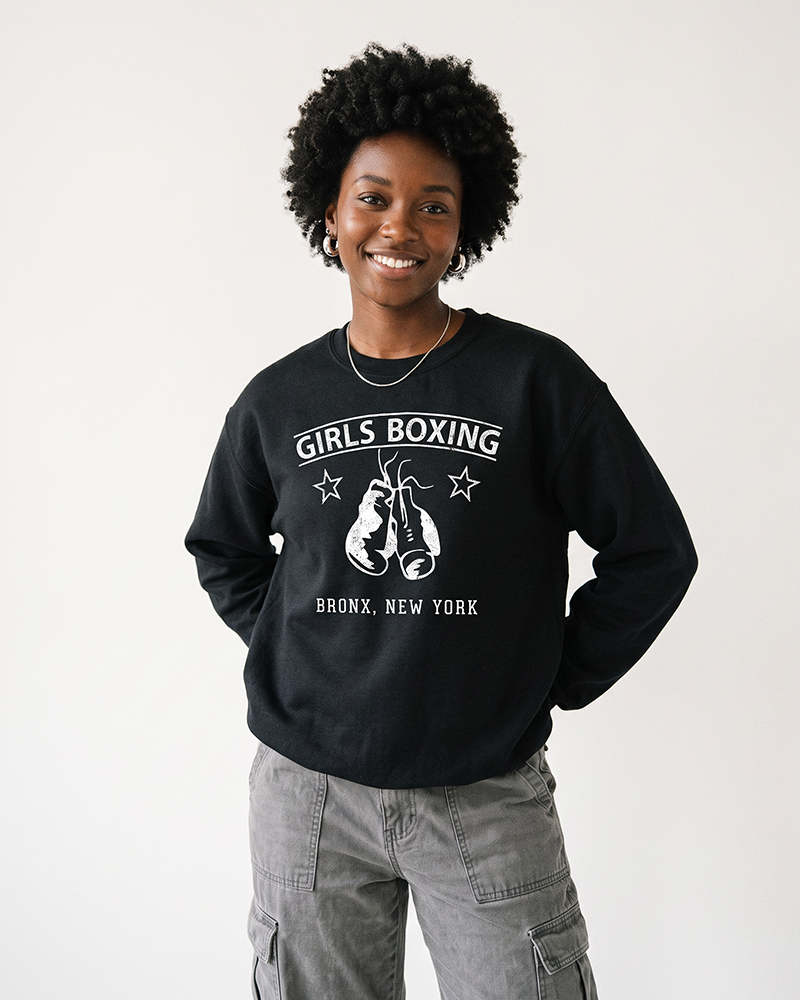 Girls Boxing Bronx New York Graphic Crewneck Sweatshirt