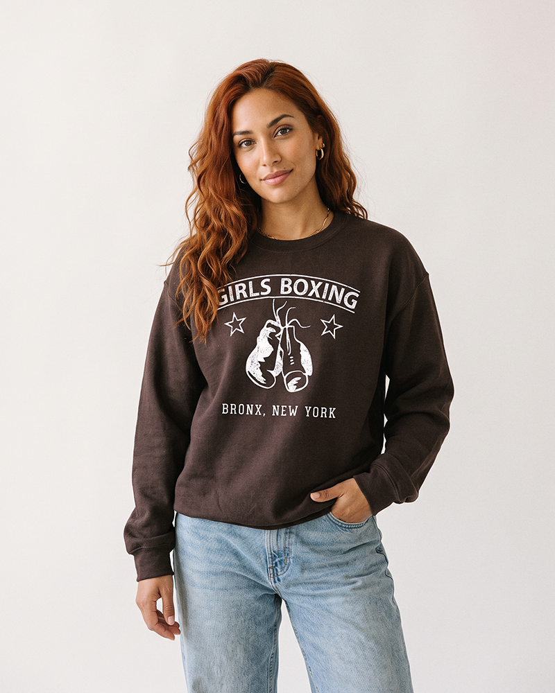 Girls Boxing Bronx New York Graphic Crewneck Sweatshirt