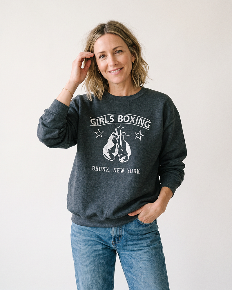 Girls Boxing Bronx New York Graphic Crewneck Sweatshirt
