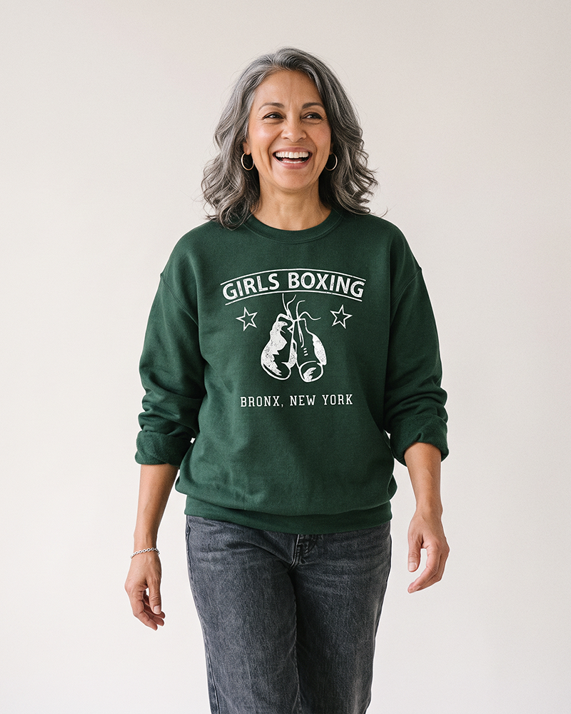 Girls Boxing Bronx New York Graphic Crewneck Sweatshirt