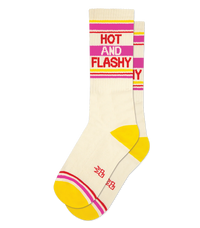 Hot And Flashy unisex gym socks with colorful retro stripes, made in the USA