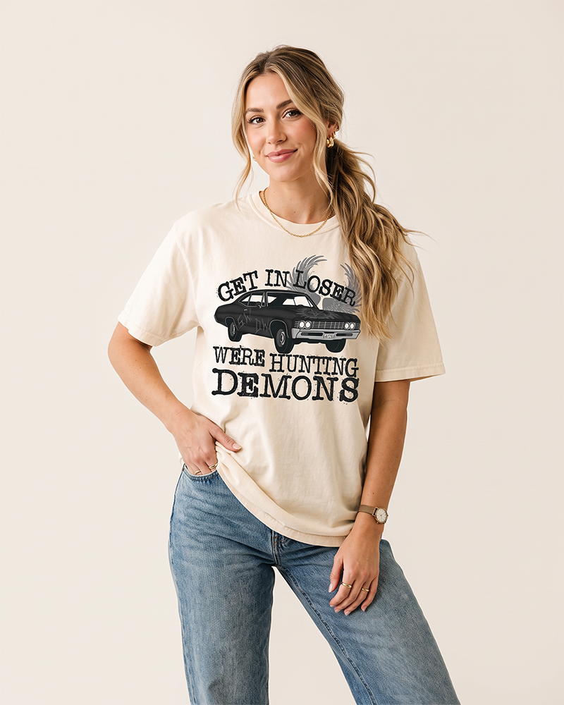 Get In Loser We're Hunting Demons Heavyweight Tee