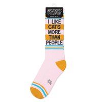 I Like Cats More Than People pink gym socks in Gumball Poodle retail packaging