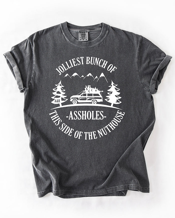 Pepper gray Jolliest Bunch of Assholes heavyweight Christmas Vacation tee