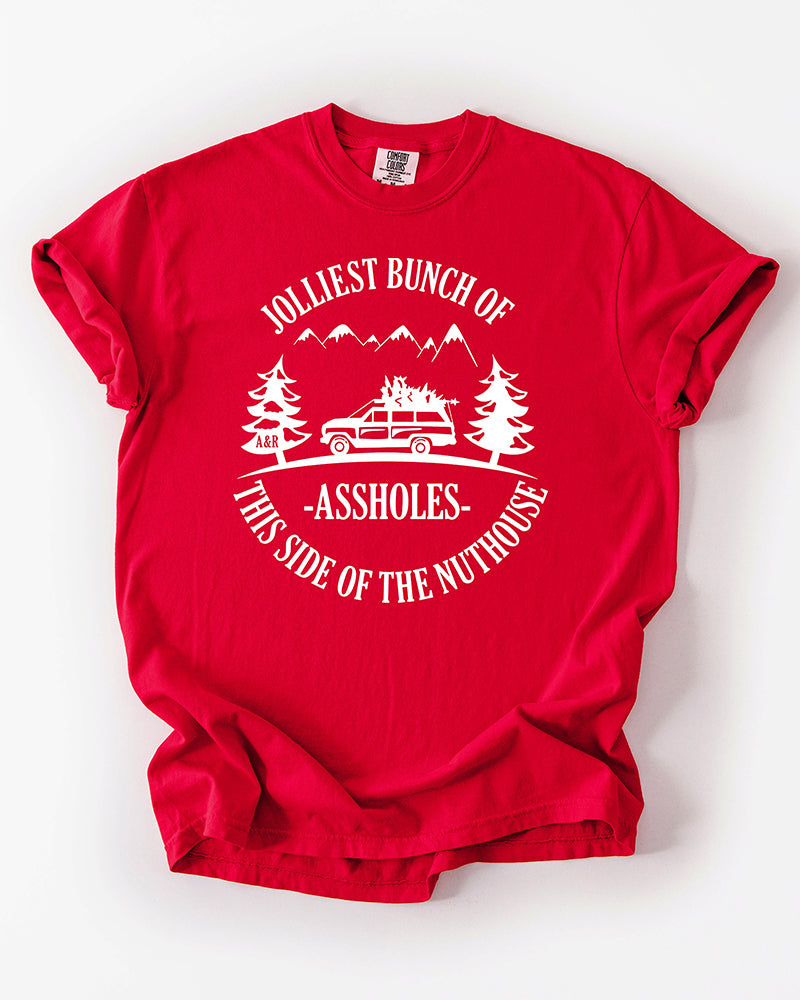 Red Jolliest Bunch of Assholes heavyweight Christmas Vacation graphic tee