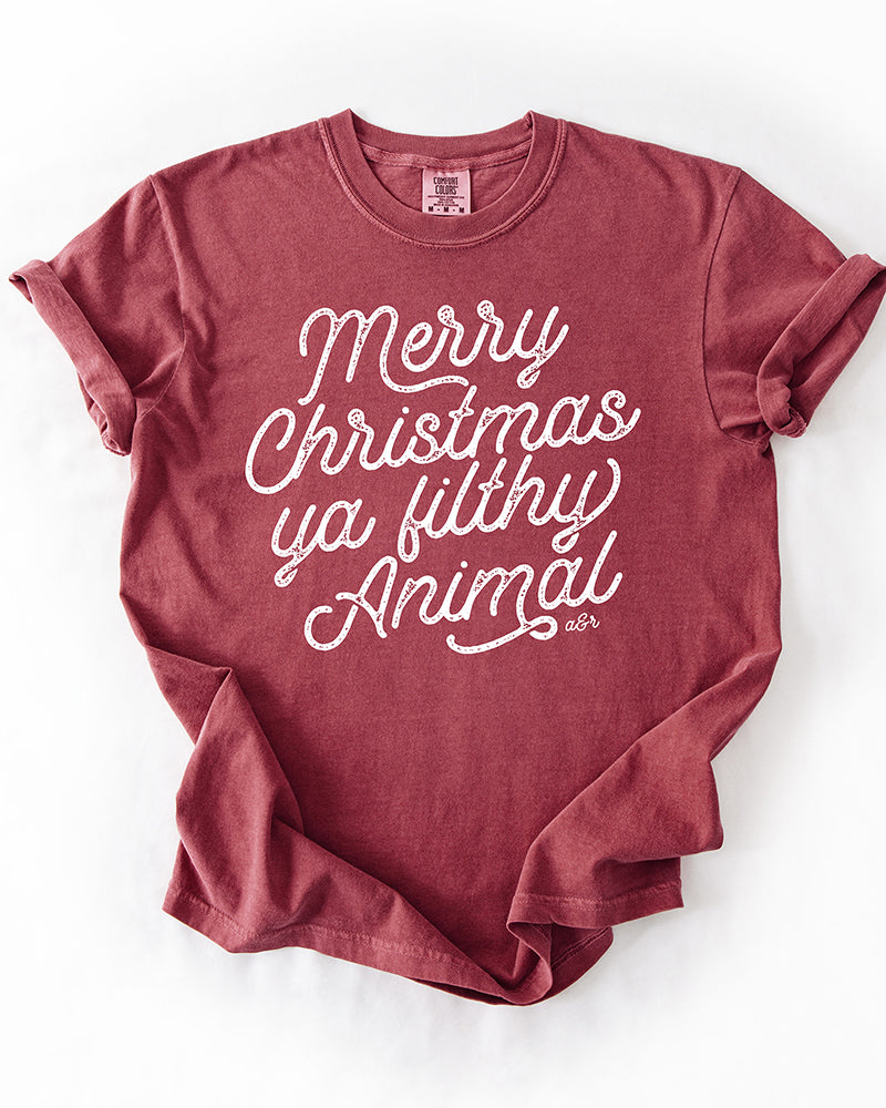 Brick Merry Christmas Ya Filthy Animal heavyweight Christmas tee
