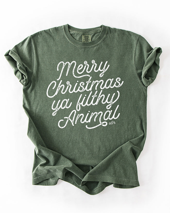 Hemp Merry Christmas Ya Filthy Animal heavyweight graphic tee