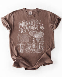 Espresso brown Midnight Margaritas witchy graphic tee with vintage ivory artwork