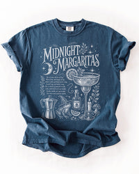 Midnight blue Midnight Margaritas witchy graphic tee with vintage ivory design