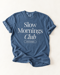 Denim blue Slow Mornings Club garment-dyed heavyweight t-shirt