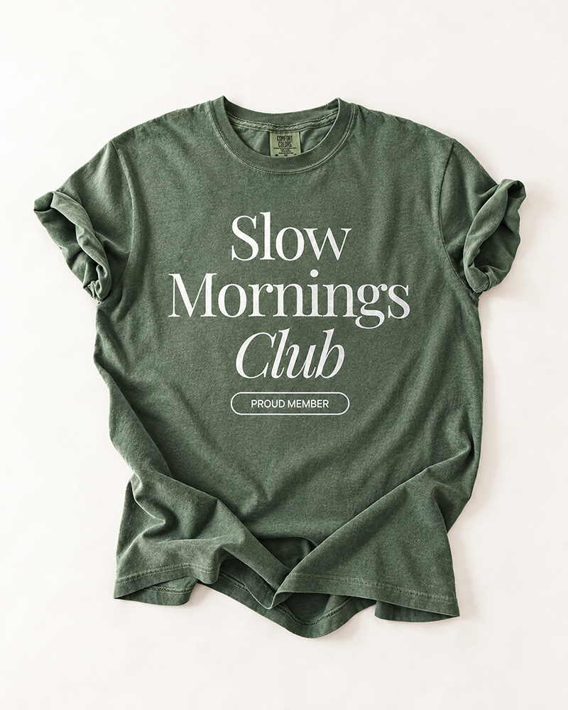 Hemp Slow Mornings Club garment-dyed heavyweight graphic t-shirt