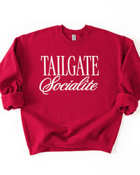 Cardinal Red Tailgate Socialite crewneck sweatshirt with white graphic, women's football game day sweatshirt