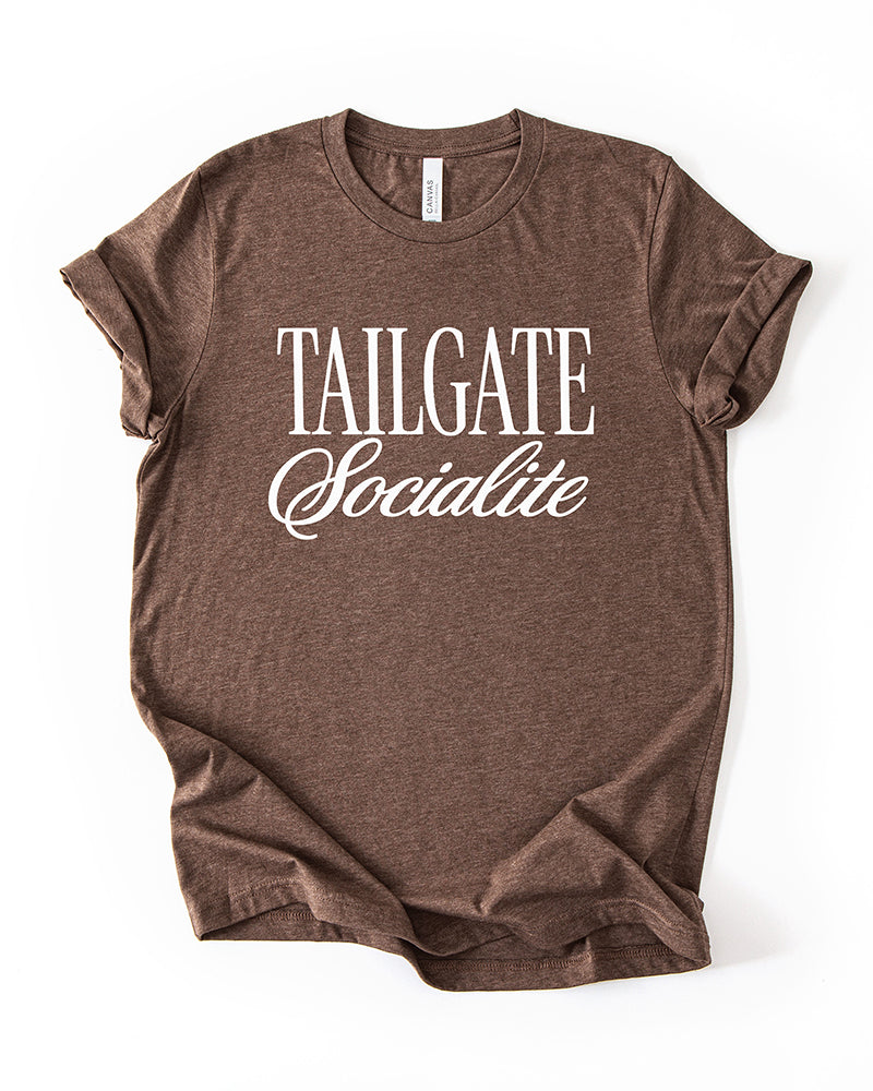Tailgate Socialite heather brown football game day tee
