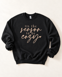 Black Tis the Season to Be Cozy graphic sweatshirt for fall