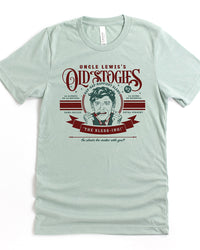 Heather dusty blue Uncle Lewis Old Stogies lightweight Christmas Vacation graphic tee