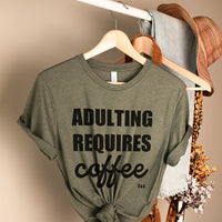 Adulting Requires Coffee Lightweight Tee - Alley & Rae Apparel