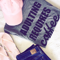 Adulting requires coffee flatlay